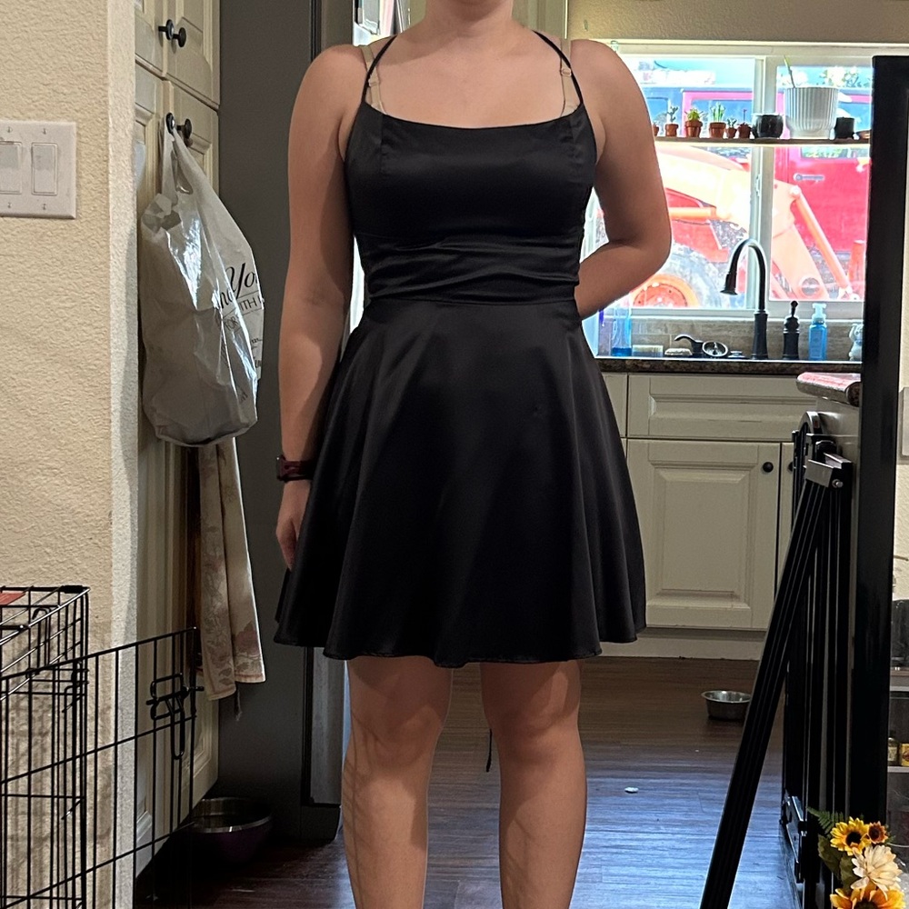 Black satin Windsor dress
